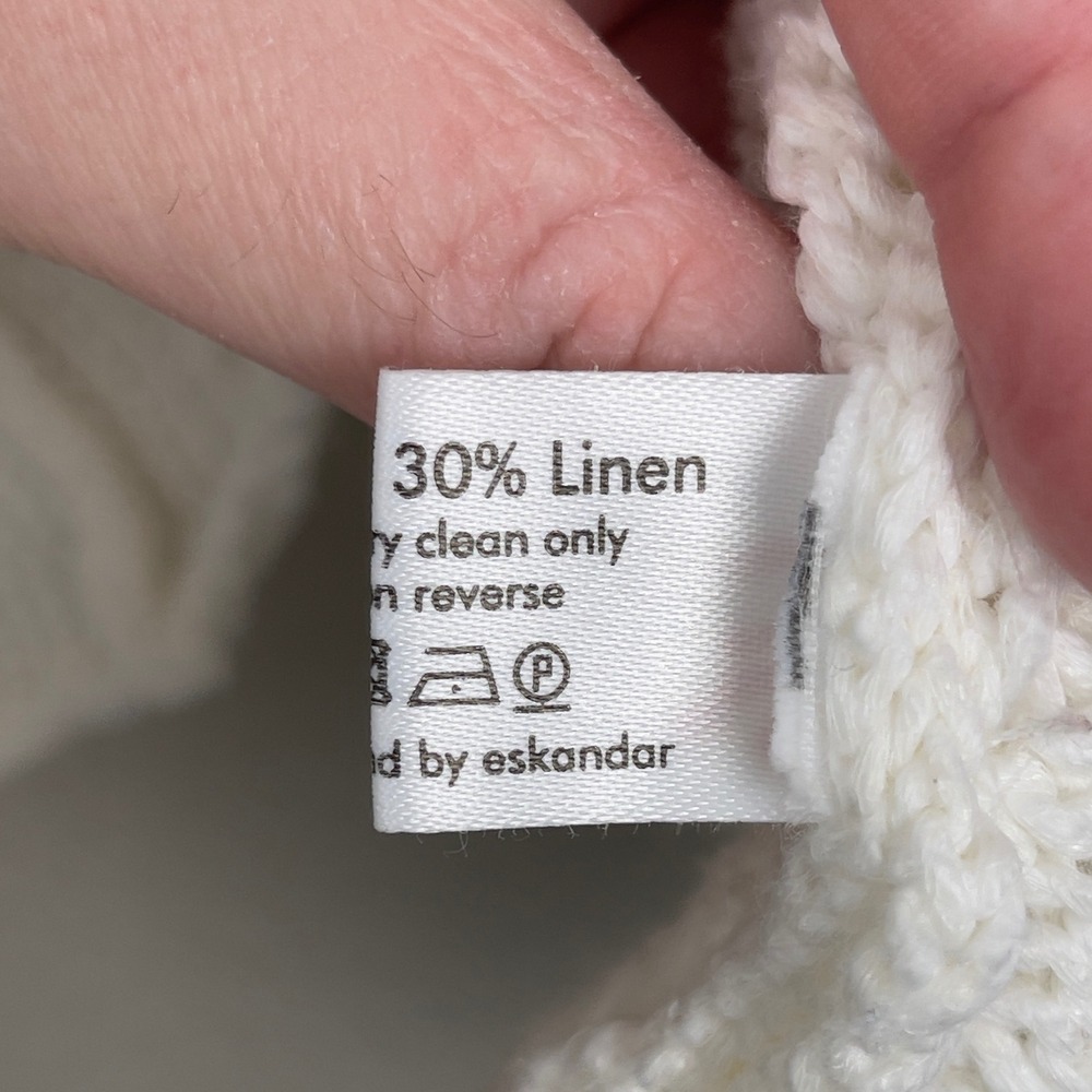 Eskandar Cardigan Sweater Cotton Linen Oversized Knit OS Ivory Cream‎ Lagenlook - Picture 11 of 13